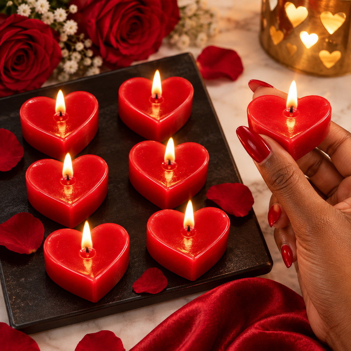 Tisancy Low-Temperature Heart Candles – 6-Piece Set