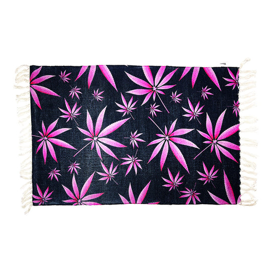 Handloom Printed Pink Weed Leaf Design Doormat
