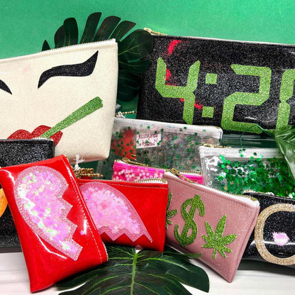 Pink Cannabis Confetti Keychain Kush Clutch