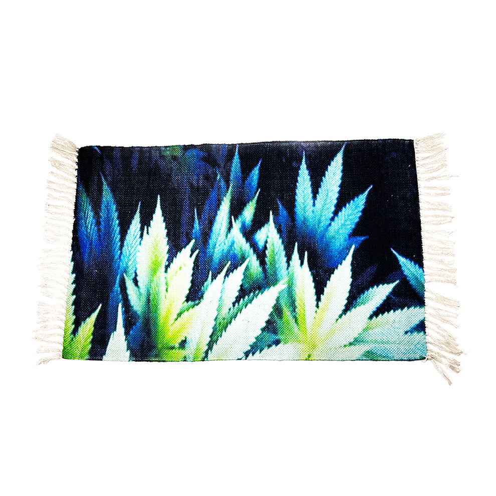 Handloom Printed Pink Weed Leaf Design Doormat