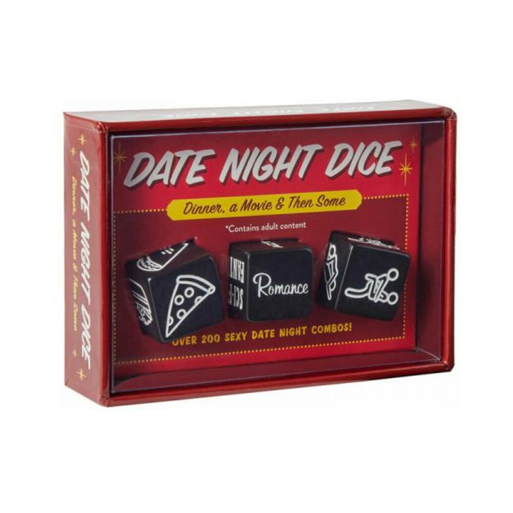 Date Night Dice game with three dice for dinner, movies, and couples activities