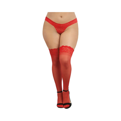 Dreamgirl Plus Size Sheer Thigh-High Stockings With Silicone Lace Top