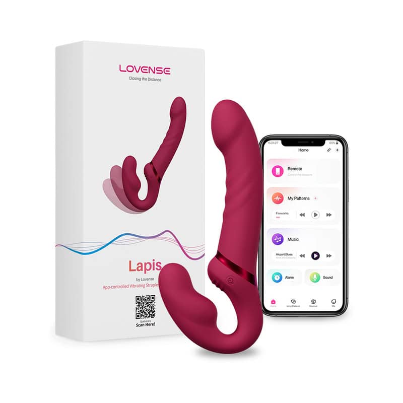 Lovense Lapis vibrating strapless strap-on with flexible double-ended silicone design
