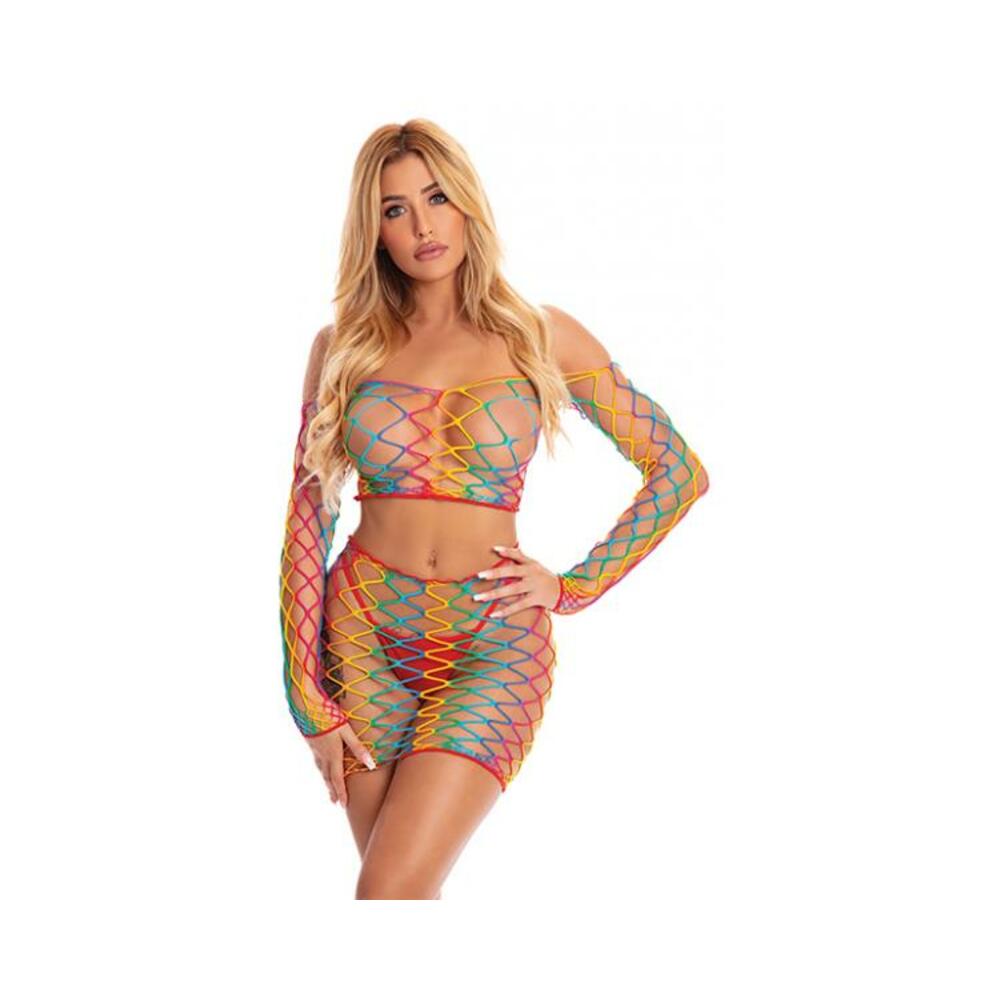 Pink Lipstick Pot Of Gold Skirt Set