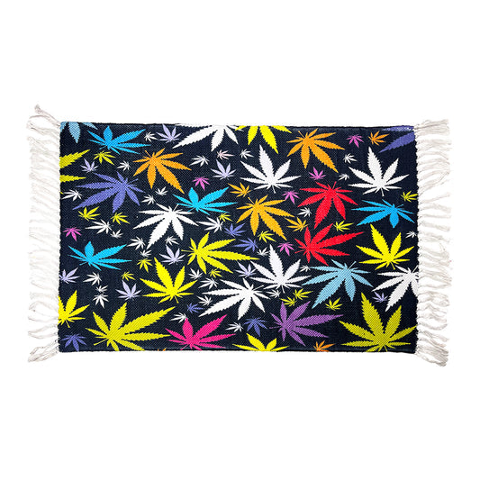 Handloom Printed Pink Weed Leaf Design Doormat